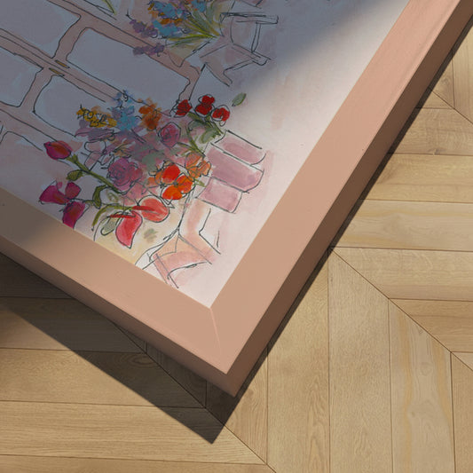 Indrammet kunsttryk - Pink Flower Shop - Katharina Puritscher
