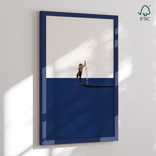 Framed art print - Lonely Fisherman - Maarten Léon