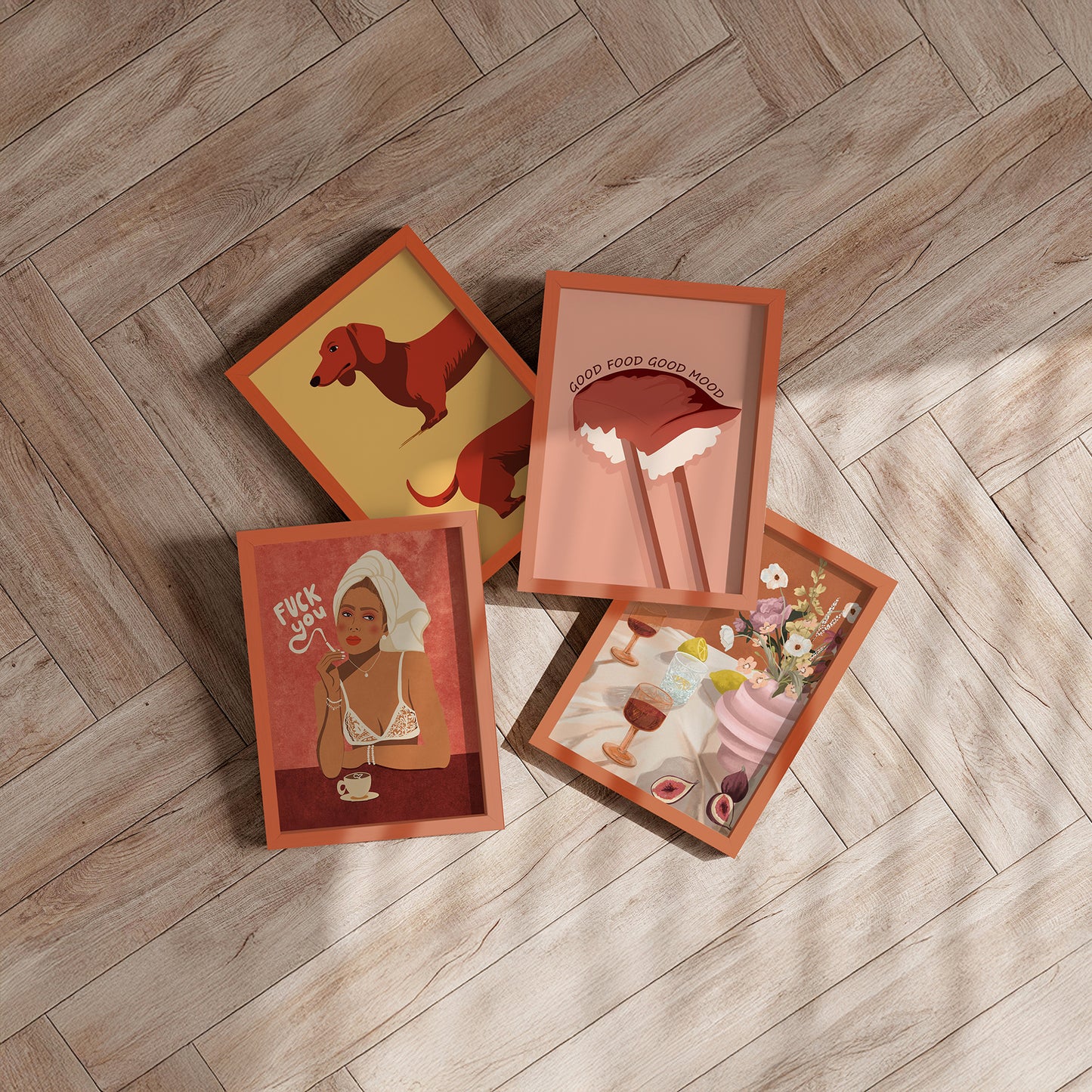 Indrammet kunsttryk - Flowers & Figs - Goed Blauw