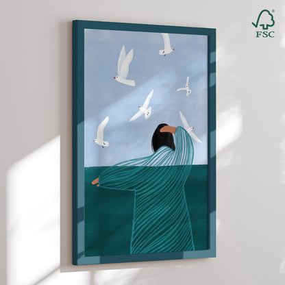 Indrammet kunsttryk - Seaside Serenity - Bea Müller
