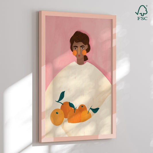 Indrammet kunsttryk - The Woman with the Oranges - Bea Müller