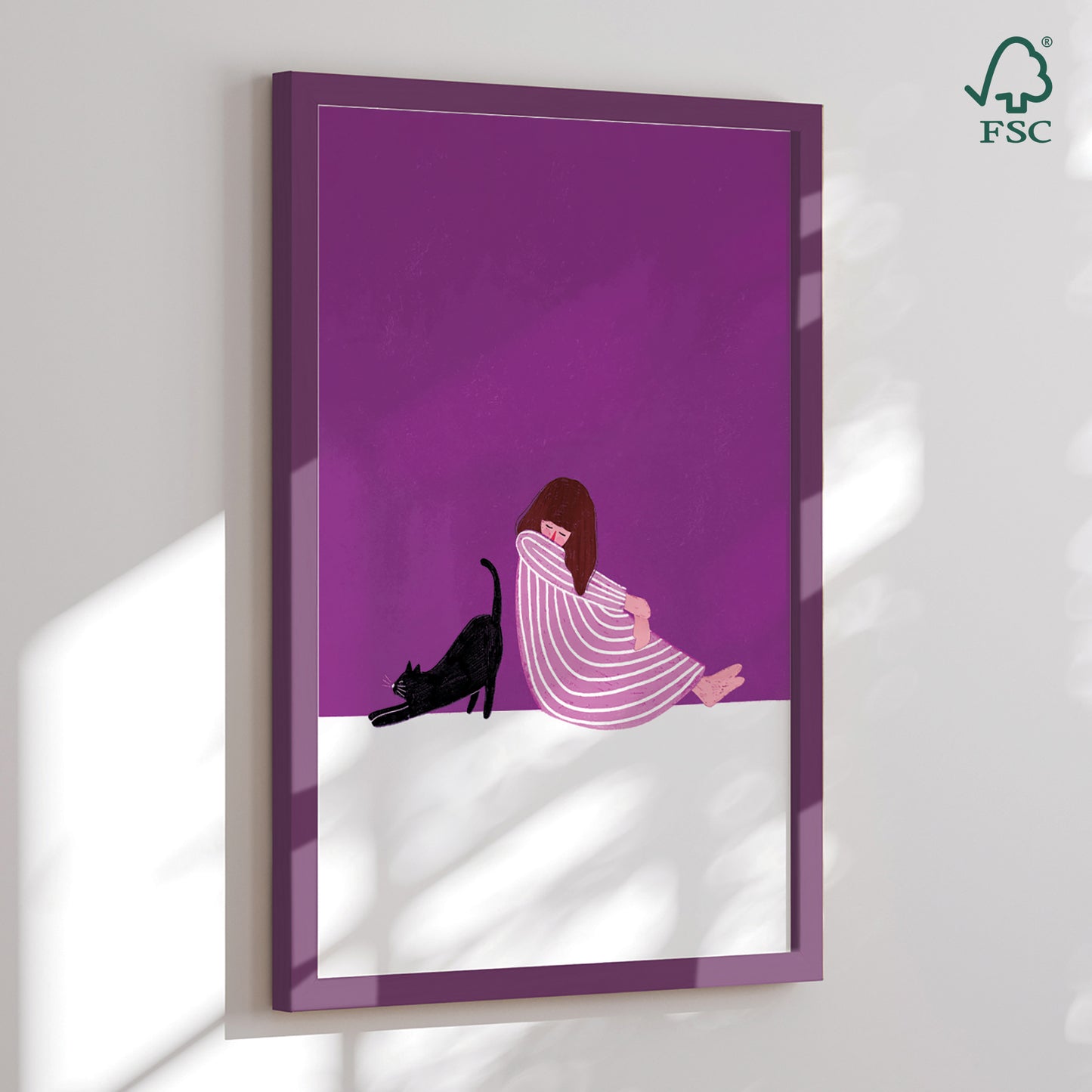 Indrammet kunsttryk - Cat Lady - Bea Müller