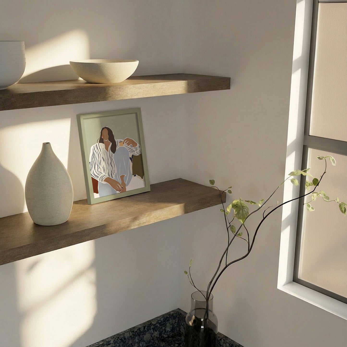 Indrammet kunsttryk - Morning Reflection - Ivy Green Illustrations