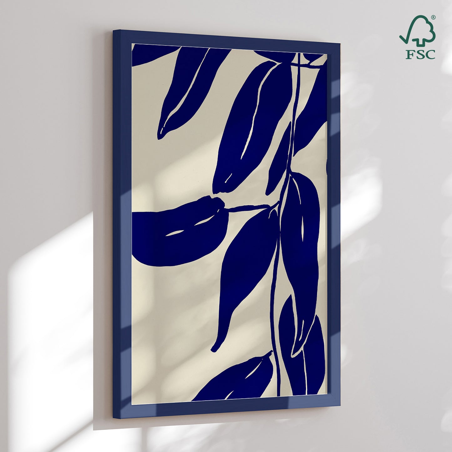 Indrammet kunsttryk - Indigo Leaves - Treechild