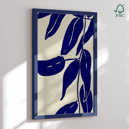 Indrammet kunsttryk - Indigo Leaves - Treechild