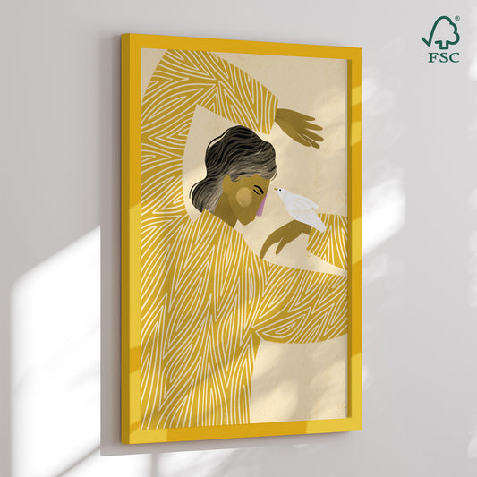 Framed art print - The Woman with a Bird - Bea Müller