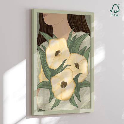 Indrammet kunsttryk - Pale Yellow Flowers - EMILIEmaria
