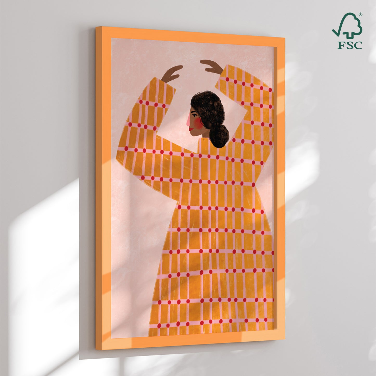 Indrammet kunsttryk - The Woman with the Checked Dress - Bea Müller