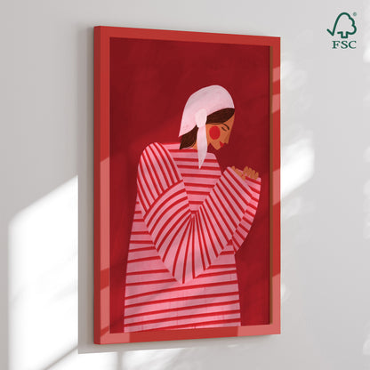 Framed art print - The Woman with the Red Stripes - Bea Müller