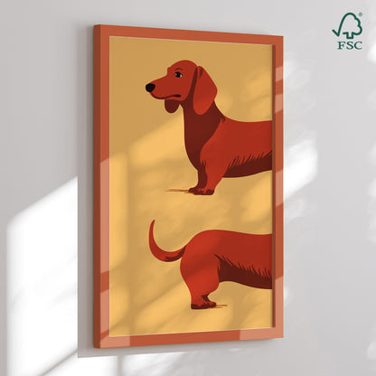 Indrammet kunsttryk - Doubled Dachshund - Andreas Magnusson