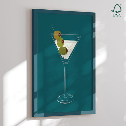 Indrammet kunsttryk - Dry Martini - Sannel Larson