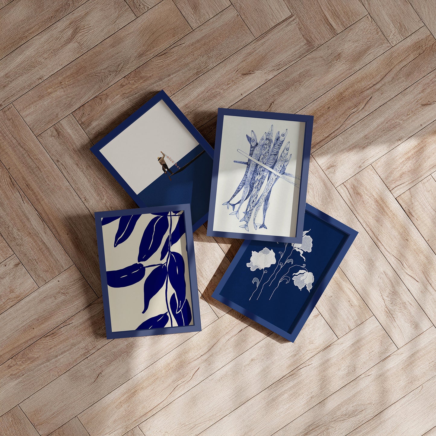 Framed art print - White Floral Silhouettes - Lena Refur