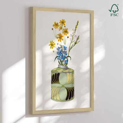 Framed Art Print - Wildflower Vase - Wild Violets